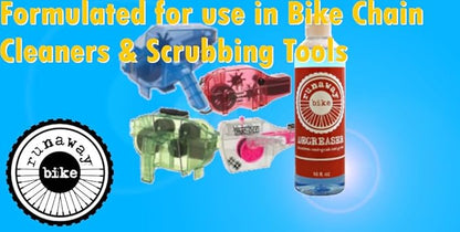 DEGREASER. A Low-odor, Bio-friendly Degreaser, formulated for use in Bike Chain Cleaners and Scrubbing Tools