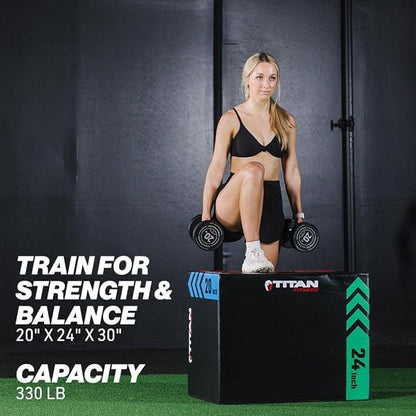 Titan Fitness Heavy Foam Plyometric Box - Pro-Duty HIIT Exercise Foam Plyo Step-Up, Box Squat, Home Garage Gym Training, Youth & Regular Sizes