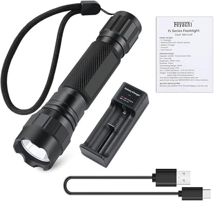 Feyachi LED Flashlights Rechargeable Tactical Flashlight 1200 Lumen FL21-MB Flash Light Waterproof Emergency Camping Home Hiking