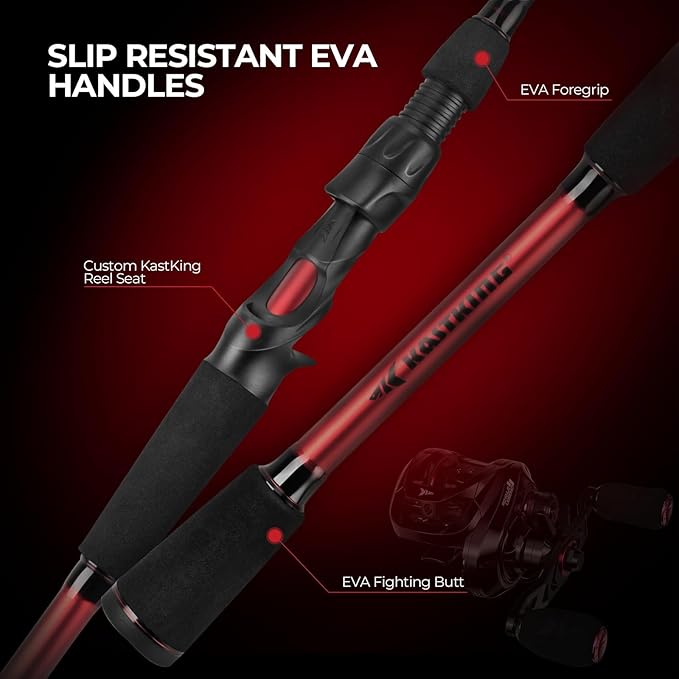 KastKing Royale Legend II Twin Tip Fishing Rod and Reel Combos, Spinning & Casting Combo, IM6 Graphite 2Pc Blanks, Extra Backup Tip Section, Stainless-Steel Guides, KastFlex Technology, EVA Handles