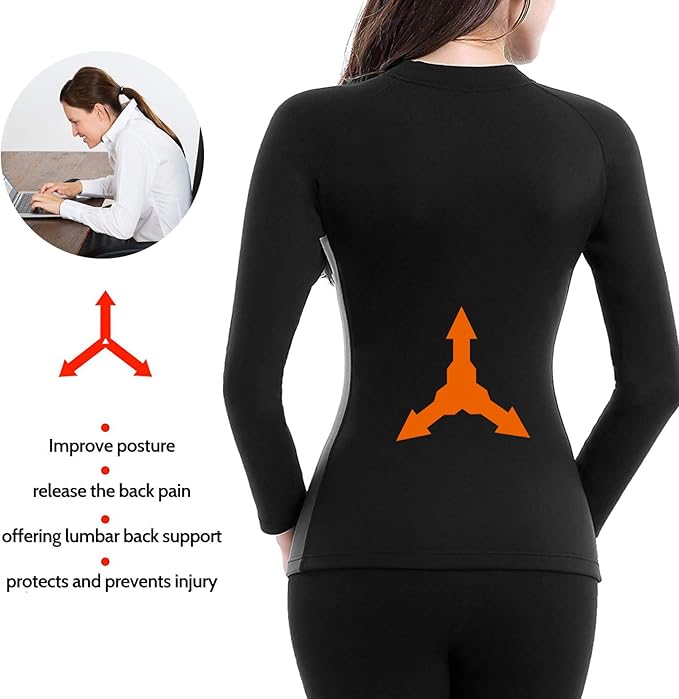 NonEcho Women Sauna Suit Waist Trainer Jacket Hot Sweat Top Neoprene Body Shaper Workout Suit Running Cycling Jersey Black