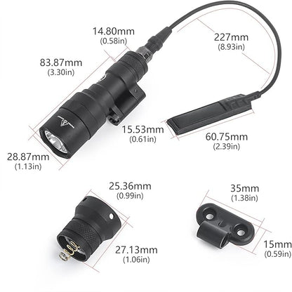 NOBUHIRO M300C 300 Lumens Tactical Flashlight, with Replaceable Mounting Rotating Base, Suitable for 20mm Picatinny & Mlok/Keymod Rail, Include with Remote Pressure & Push Button Switch (M300C)