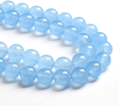 12MM 32PCS Blue Aquamarine Chalcedony Spacer Loose Beads for Jewelry Making DIY Bracelet Necklace