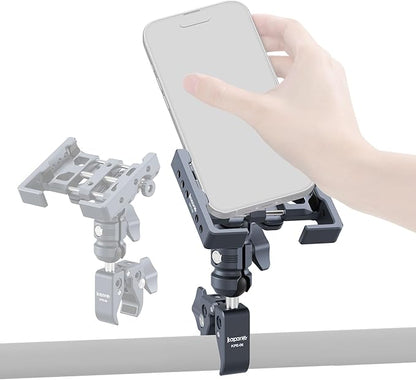Shock-Absorbing Phone Clip Kit, Aluminum Double Socket Arm and Handlebar Strong Rod Clamp, Installed on 0.55-1.77" Diameter Rail Round Rod (KPS-13)