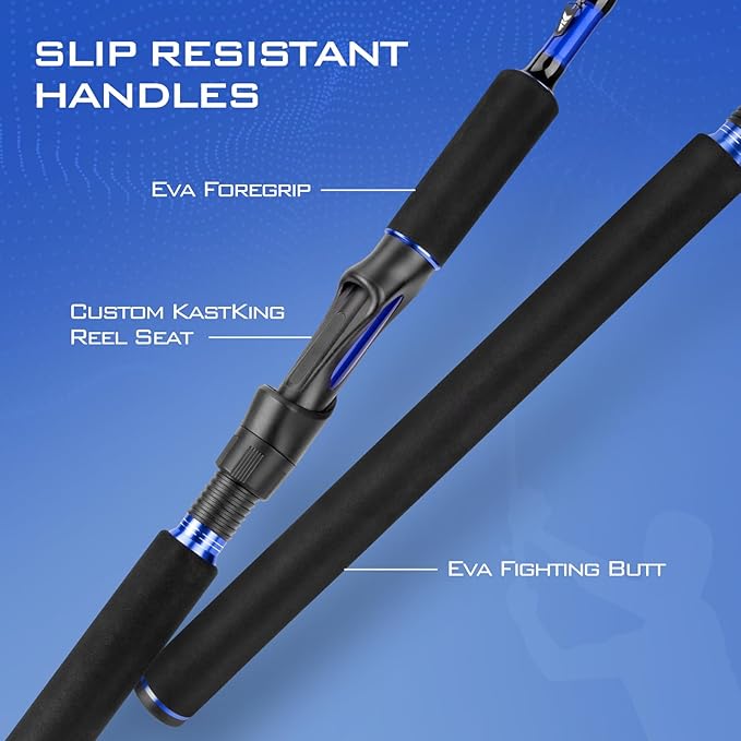 KastKing Centron Fishing Rod and Reel Combo, Spinning & Baitcasting Combos, IM6 Graphite 2Pc Blanks, Stainless Steel Guides with Ceramic Rings, Contoured EVA Handles & Fighting Butt