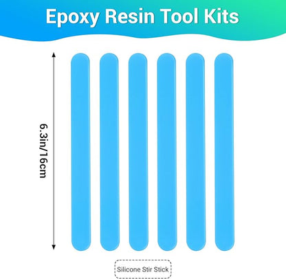 Gartful 6PCS Large Silicone Stir Sticks, Reusable Epoxy Resin Stir Sticks for Resin Mixing, Paint, Making Glitter Tumblers Cups, Arts, Crafts, Facial Mask Stirring Rods, 6.3" Long, Blue