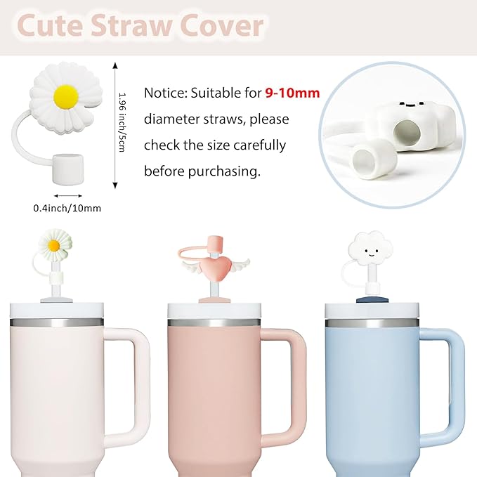 Stanley Cup Accessories - 6pc Spill Proof Stoppers, Straw Covers, Boot for 40oz & 30oz Tumblers (WHITE)