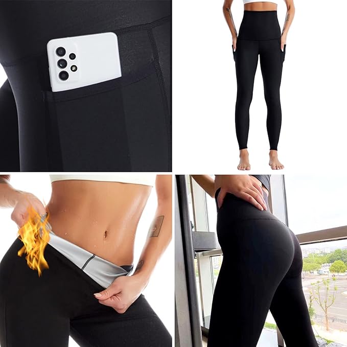 Nano Hertz Sauna Sweat Suit Shapewear Shorts Pockets Waist Trainer Body Sweatsuit Exercise Fitness Gym Women Girl