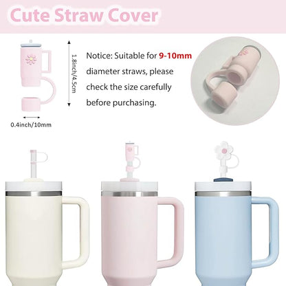 Stanley Cup Accessories Set Including 6 Pcs Silicone Spill Proof Stopper, 2 Pcs Straw Cover Cap for 9-10 mm Straws, 1 Pcs Silicone Boot for Stanley Cup 40oz & 30oz Tumbler (ROSE QUARTZ)