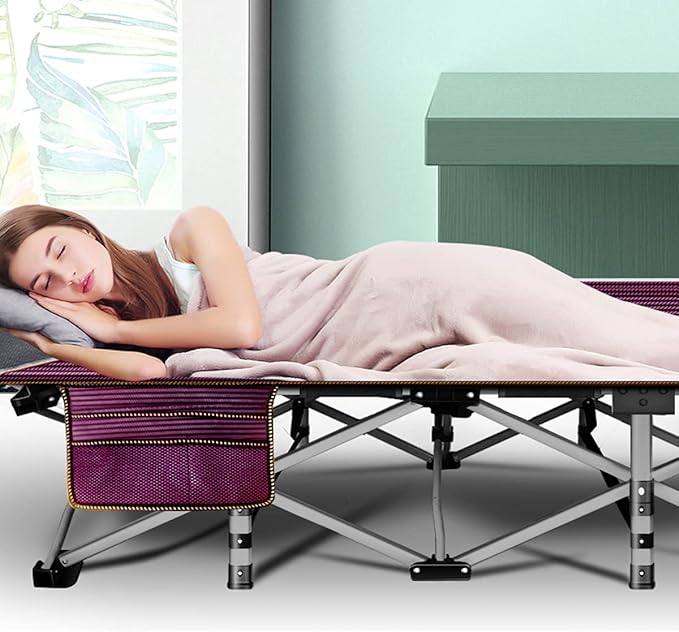 ABORON Folding Camping Cot for Adults, Double Layer 1200D, 500lb Capacity, Heavy Duty Guest Cot with Mat & Carrying Bag for Indoor & Outdoor Use