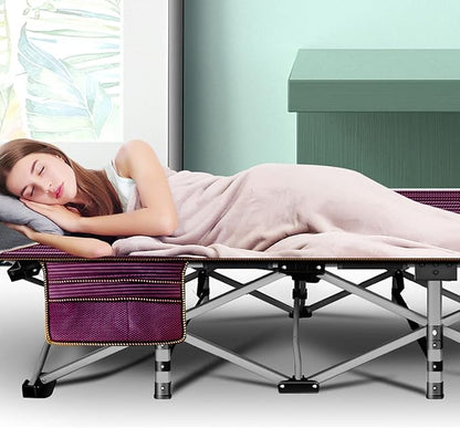 LILYPELLE Folding Camping Cot, Extra Wide Heavy Duty Sleeping Cots with Carry Bag, Double Layer Oxford Portable Travel Camp Cots for Home, Office Nap and Outdoor Beach