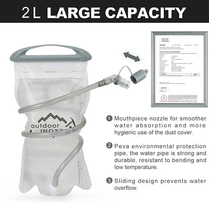 INOXTO Small Hiking Backpack with 2L Water Bladder and Rain Cover, 25L Hydration Daypack for Travel, Cycling, Camping, Outdoor