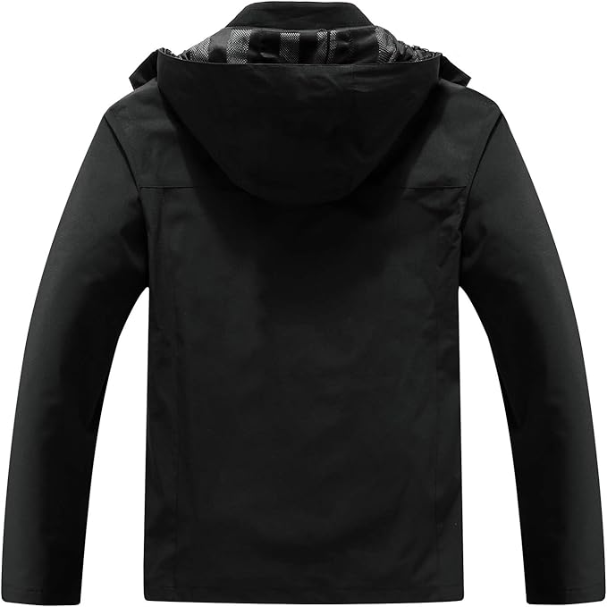 OTU Men's Lightweight Waterproof Hooded Rain Jacket Outdoor Raincoat Shell Jacket for Hiking Travel