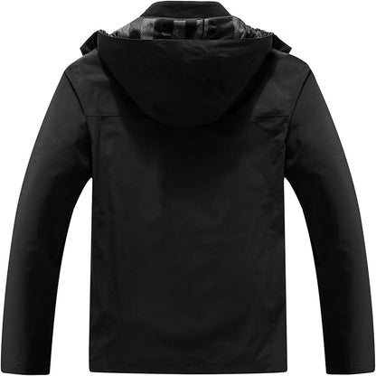 OTU Men's Lightweight Waterproof Hooded Rain Jacket Outdoor Raincoat Shell Jacket for Hiking Travel