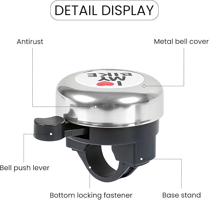 Bike Bell, Classic Nostalgic Bell, Loud Sound, Bicycle Accessories, Kids Bike Bell and Balance Car Bell, Adult Bicycle Bell,Black,and Silver...