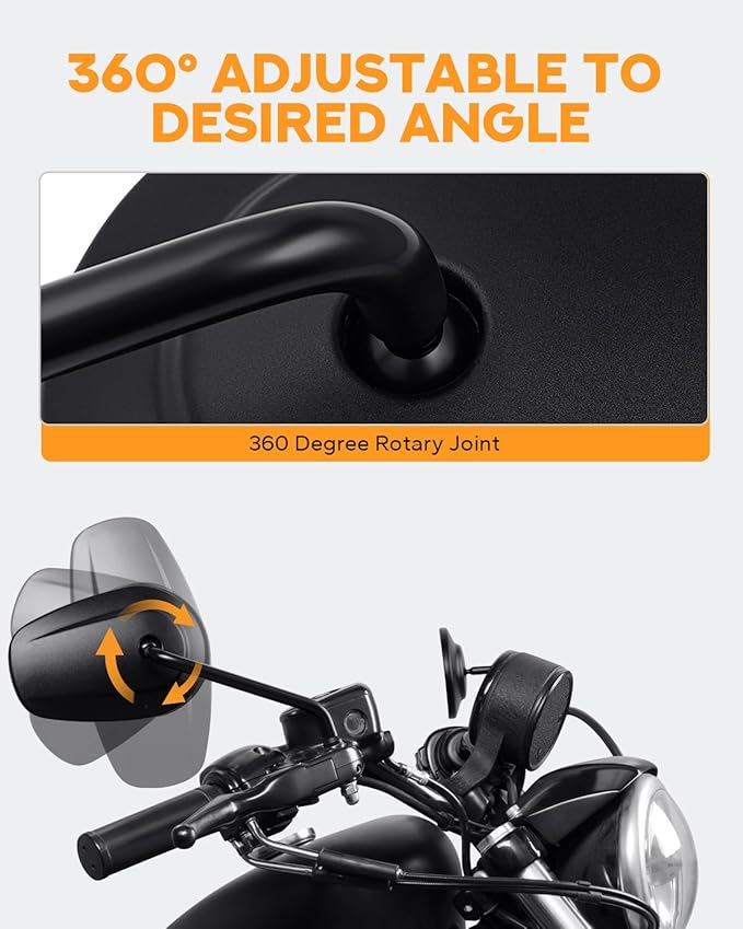 PBYMT M8 Rear View Side Mirrors Black motorcycle mirrors 360 Degree Adjustment rearview mirror Compatible with Harley Sportster Touring Dyna Softail Road King Street Glide 1982-2023