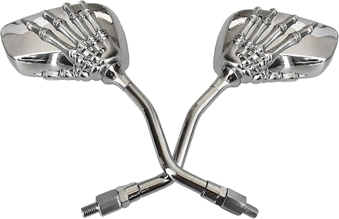 Universal Bicycle Mirror Bike Rear View Mirror 8mm 10mm Skull Hand Style Also for Motorcycle Rear View Mirrors silver