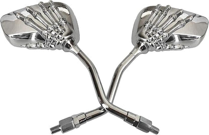 Universal Bicycle Mirror Bike Rear View Mirror 8mm 10mm Skull Hand Style Also for Motorcycle Rear View Mirrors silver