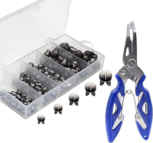 100pcs Fishing Weights Sinkers Kit, Round Removable Split Shot Sinker Weights, Small Fishing Lead Egg Weights, Fishing Accessories Equipment Gear Stuff Lead Shot Sinkers 5 Sizes