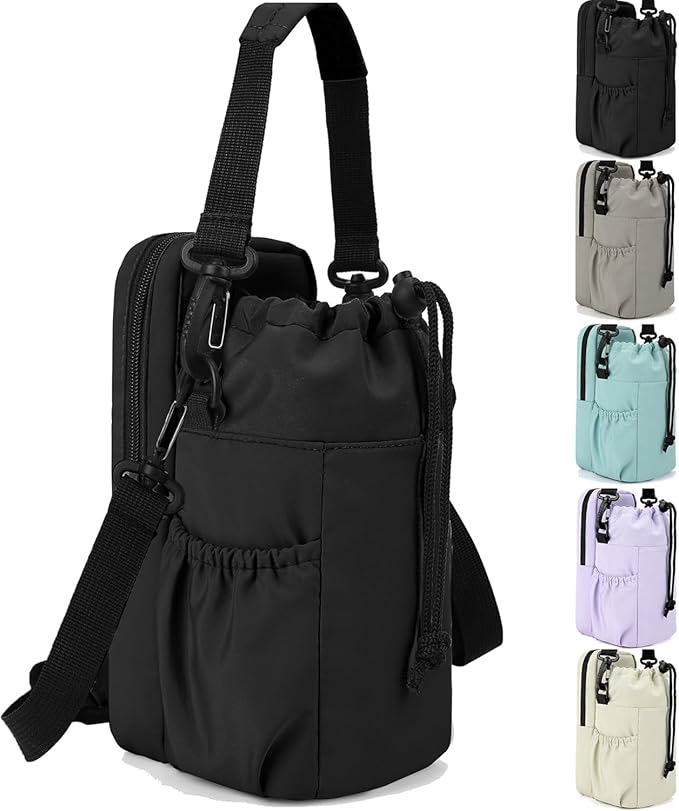 Water Bottle Holder with Strap, 32/40oz Insulation Water Bottle Carrier Bag with Phone Pocket, Water Bottle Sling Bag Crossbody Water Bottle Holder for Hiking Walking