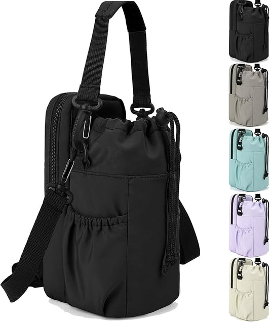 Water Bottle Holder with Strap, 32/40oz Insulation Water Bottle Carrier Bag with Phone Pocket, Water Bottle Sling Bag Crossbody Water Bottle Holder for Hiking Walking