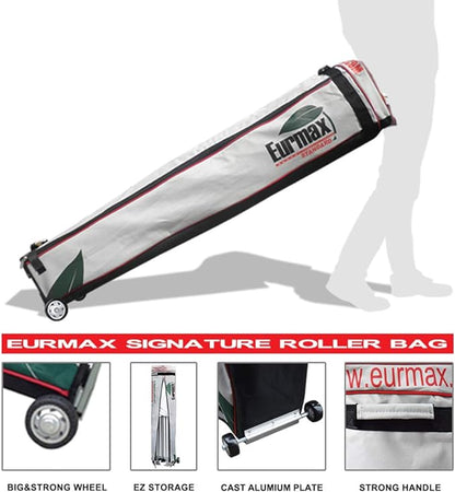 Eurmax USA 10 x 10 Pop up Canopy Commercial Tent Outdoor Party Canopies with 4 Removable Zippered Sidewalls and Roller Bag Bonus 4 Canopy Sand Bags & 24 Squre Ft Extended Awning(White)