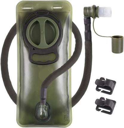 2L Hydration Bladder, BPA Free Water Bladder for Hiking Backpack 2 Liter Military Green Water Storage Bag with Insulated Tube, Hydration Back Pack Replacement for Outdoor Camping Running Cycling