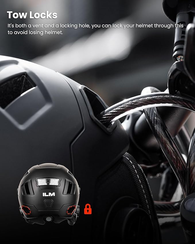 ILM Smart Adult Bike Helmet with Automatic G-Sensor Turn Signal & Brake Warning LED Light Control Road Cycling Helmet E3-12LS