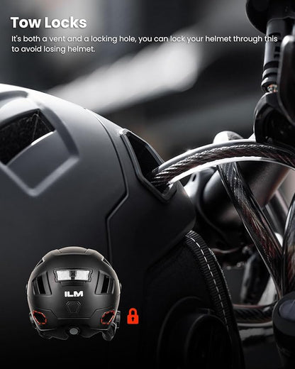 ILM Smart Adult Bike Helmet with Automatic G-Sensor Turn Signal & Brake Warning LED Light Control Road Cycling Helmet E3-12LS