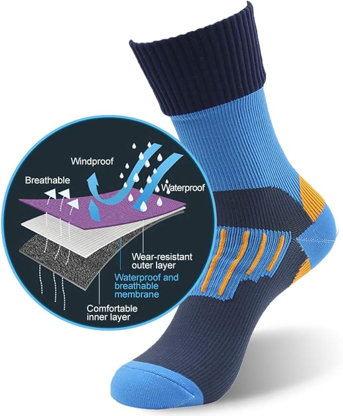 RANDY SUN Waterproof Socks, Unisex Hiking Wading Trail Running Kayaking Crew Socks