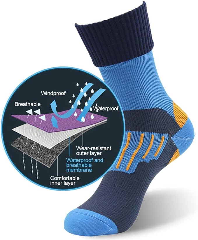 RANDY SUN Waterproof Socks, Unisex Hiking Wading Trail Running Kayaking Crew Socks