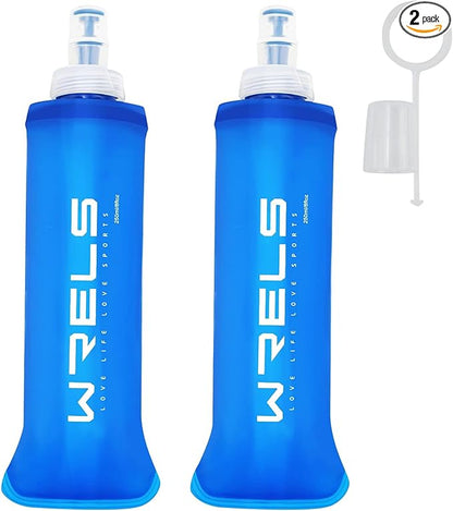 Soft Running Water Flask Soft Flasks Collapsible Soft Water Bottles Small BPA-Free for Sports Hiking Hydration Pack 5oz/8oz/17oz(BLUE,8oz*2)