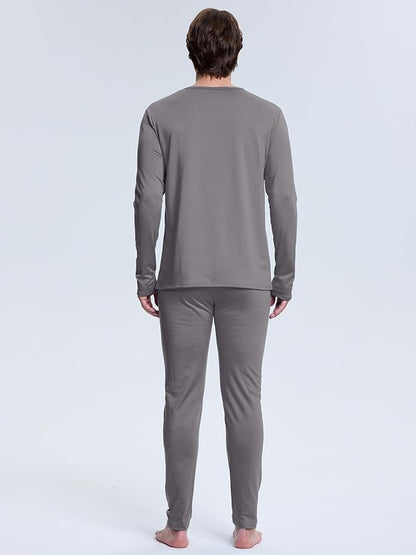 VZV Thermal Underwear for Men Fleece Lined Long Johns for Mens Thermals Top and Bottom Set Soft Base Layer for Winter