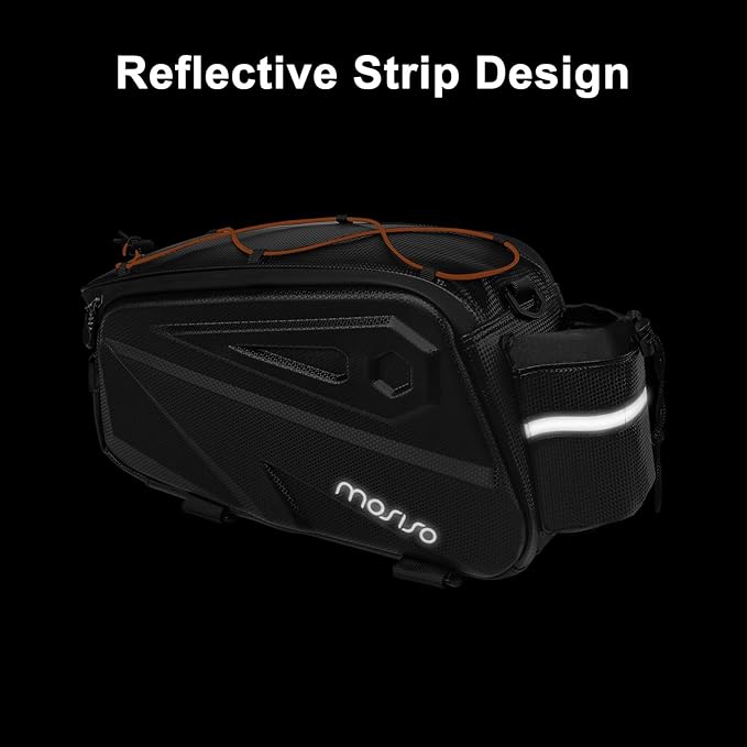 MOSISO Bike Rack Bag, Waterproof Bike Rear Rack Handbag Bicycle Trunk Bag, 14L EVA Mountain Bicycle Rear Seat Storage Saddle Pouch Cycling Luggage Pouch with Shoulder Strap, Orange