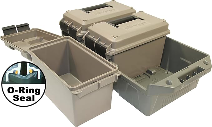 MTM AC3C 3-Can Ammo Crate, 50 Caliber, Convenient size, Store all types of boxed or bulk ammo, Stackable, easy carry and transport of multi-caliber ammo, Rugged tactical carrying crate
