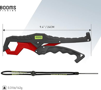 Booms Fishing G05 Lip Gripper Saltwater, 9.4" Plastic Catfish Grippers Pliers, Grabber Tool With Lanyard, Grips for Kayak Fishing Accessories, Great Holder for Caught Fish