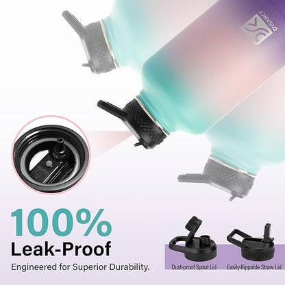 Insulated Water Bottle | Thickened Stainless Steel Vacuum Metal Portable Sports Half Gallon Large Water Jug for Gym and Hiking with Straw, Carrier Bag, Handle Strap | BPA-Free 64 oz