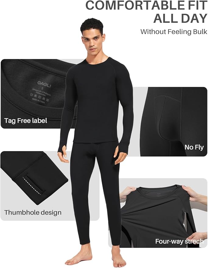 Thermal Underwear for Men: Micro-Fleece Lined Base Layer