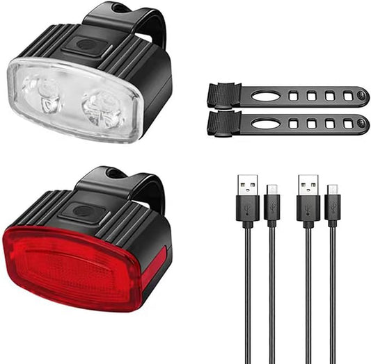 LED Bike Head & Tail Light Set with Rechargeable Functionality High Visibility LED Light Set for Night Rides Lamp