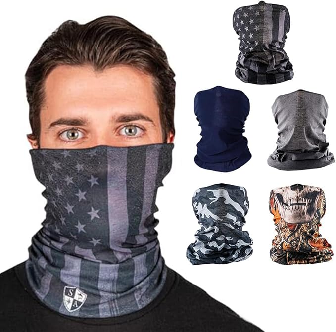 S A Company 5-Pack UV Face Shield | UV 30+ Multipurpose Neck Gaiter Balaclava for Adults