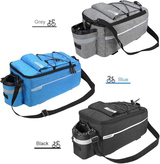 Lixada Bike Panniers Bike Trunk Bag Insulated Bag for Warm/Cool Items, Bicycle Rear Rack Storage Luggage Bicycle Seat Multifunctional Insulated Trunk Cooler Bag Shoulder Bag 11.4 6.3 6.7in