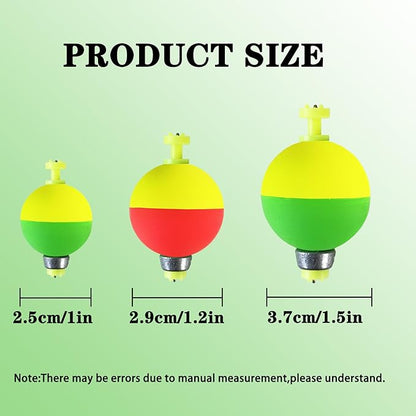 Fishing Bobbers Floats,10 Packs Weighted Bobbers for Fishing Foam Snap-on Fishing Floats Ball Oval Fishing Corks Bluegill Crappie Panfish Bass Trout