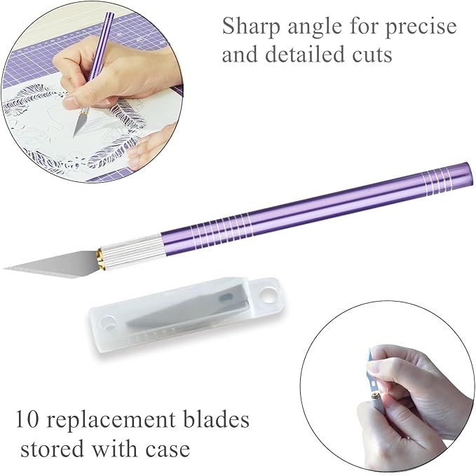 Rotary Cutter Set Purple - Quilting Kit incl. 45mm Fabric Cutter, 5 Replacement Blades, A2 Cutting Mat, Acrylic Quilting Ruler, Sewing Clips, Craft Knife Set, Ideal for Crafting, Sewing, Patchworking