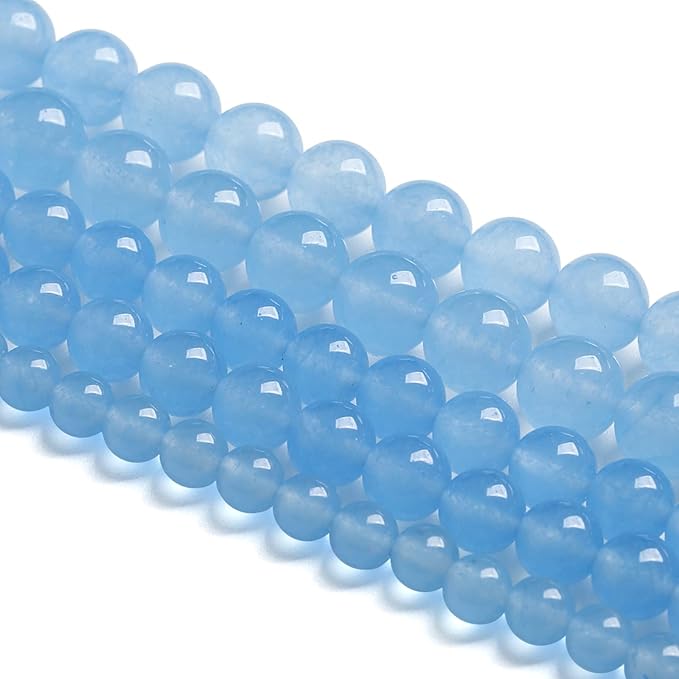 12MM 32PCS Blue Aquamarine Chalcedony Spacer Loose Beads for Jewelry Making DIY Bracelet Necklace