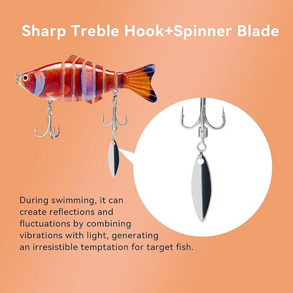 Fishing Lures with Spinner Baits Blades for Topwater, Swimbait for Trout and Bass Slow Sinking, 5pcs Fishing Hard Baits