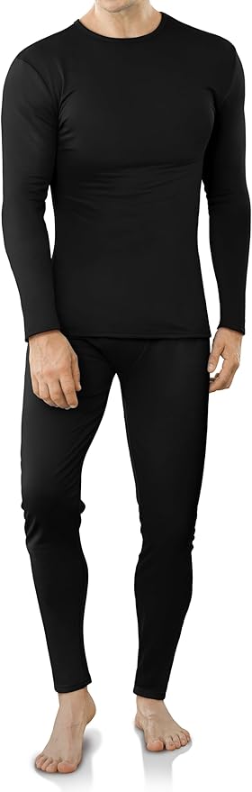 VZV Thermal Underwear for Men Fleece Lined Long Johns for Mens Thermals Top and Bottom Set Soft Base Layer for Winter
