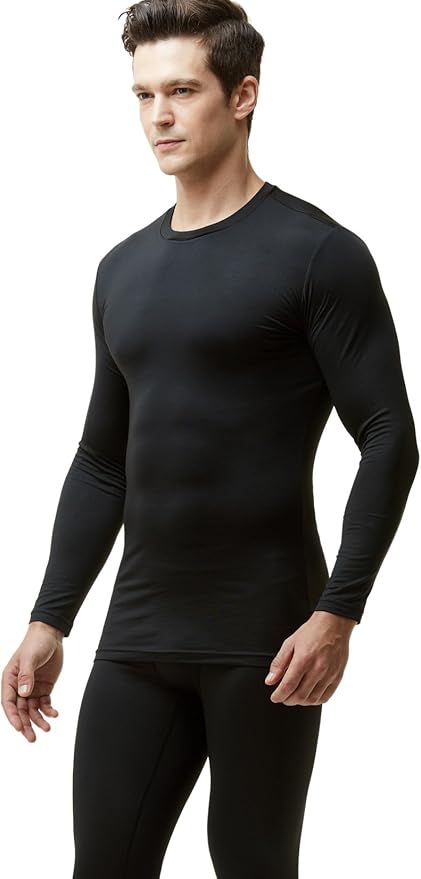 TSLA Men's Thermal Long Sleeve Compression Shirts, Athletic Base Layer Top, Winter Gear Running T-Shirt