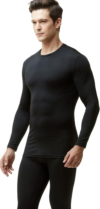 TSLA Men's Thermal Long Sleeve Compression Shirts, Athletic Base Layer Top, Winter Gear Running T-Shirt