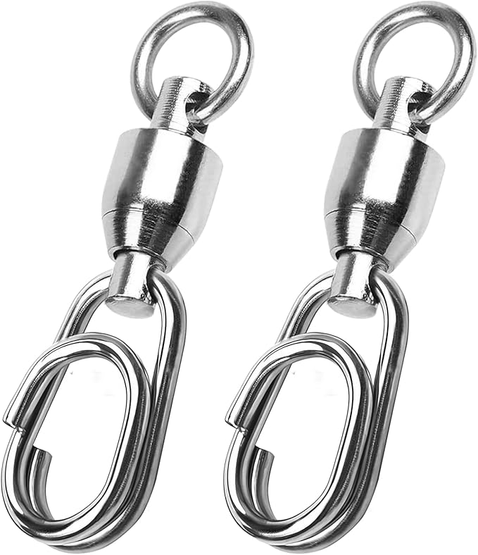 AMYSPORTS High Strength Snap Swivel Stainless Split Rings Fishing Swivel Freshwater Ball Bearing Swivels Fishing Saltwater, 25pcs, 30lbs