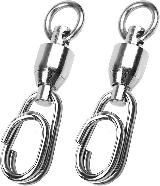 AMYSPORTS High Strength Snap Swivel Stainless Split Rings Fishing Swivel Freshwater Ball Bearing Swivels Fishing Saltwater, 25pcs, 30lbs